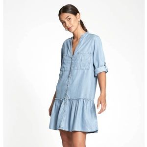 Zara Chambray Shirtdress w Dropwaist Skirt SzL